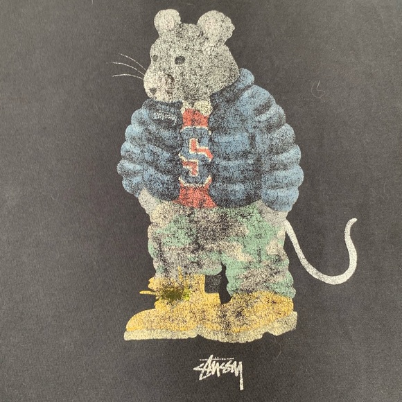 Stussy Black Thug Rat Shirt with graphics and logo - RARE - Picture 3 of 9